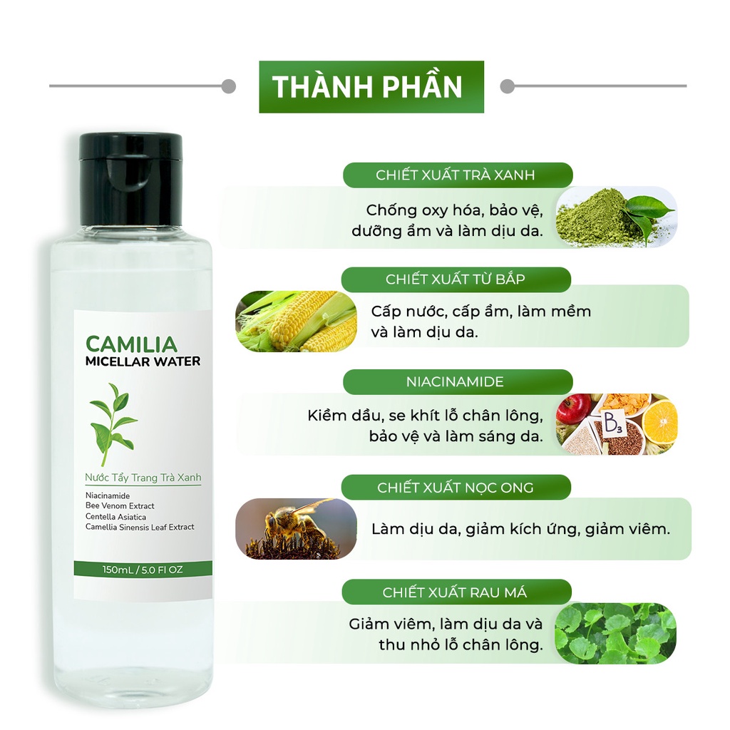 Nước Tẩy Trang Từ Trà Xanh Thiên Nhiên Oriskin Camellia Micellar Water 150ml