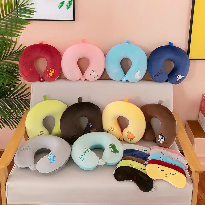 COMBO Gối Cổ Tựa Đầu ô tô Chữ U Chữ C Gối Văn Phòng Hoặc kê cổ Đi Tàu Xe Xe Hơi Máy Bay Du Lịch và bịt mắt
