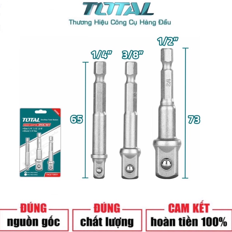 ĐỒ NGHỀ TOTAL Bộ 3 đầu chuyển vặn tuýp TAC273651