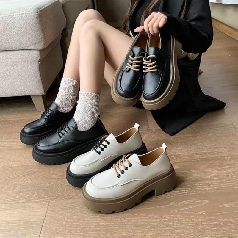 Giày oxford nữ Ulzzang phong cách hàn quốc đế cao 5cm, chất da mềm