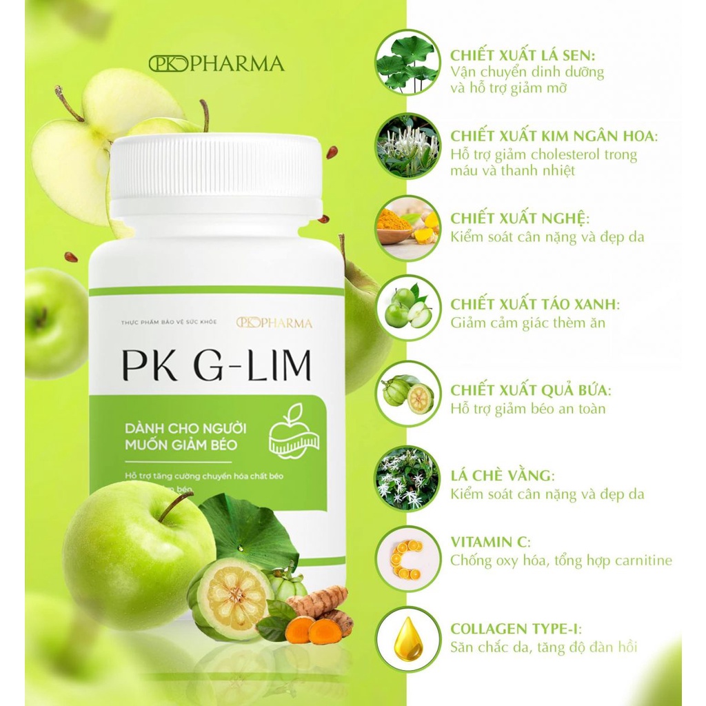 PK G-LIM GLIM Dr Lacir,viên uống hỗ trợ giảm béo hạn chế tích tụ mỡ thừa giúp săn chắc cơ thể [D-tox slim Drlacir]