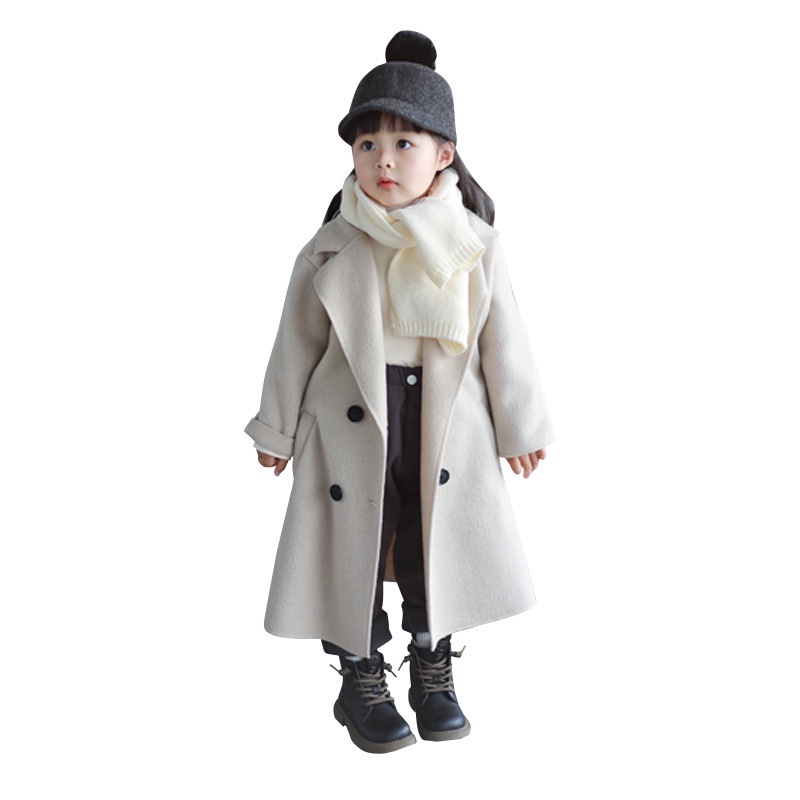 Áo Khoác Len Hai Mặt Mùa Đông, Áo Khoác Dạ Dáng Dài Trẻ Em,Áo Khoác Len Trẻ Em Chất Cotton Cao Cấp