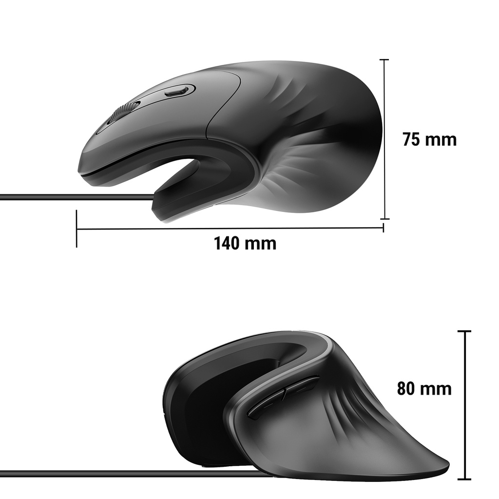 JSY-11 Wired Vertical Mouse Ergonomic Mouse DPI Adjustable 800-1200-2400-3200 For School Office Stationery PC Laptop