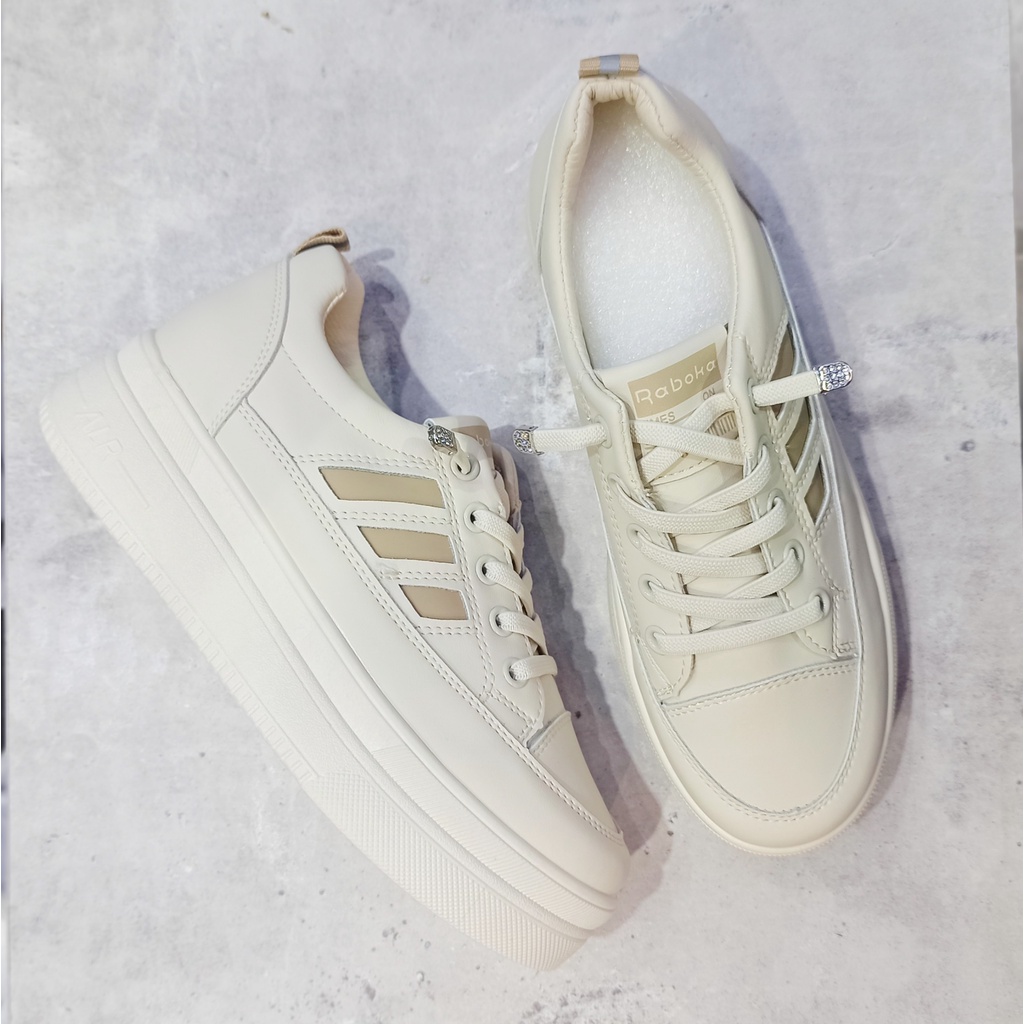 Giày thể thao nữ không buộc dây Raboka, Giày nữ đế độn 5 phân, Sneaker nữ dây thun co dãn tăng chiều cao