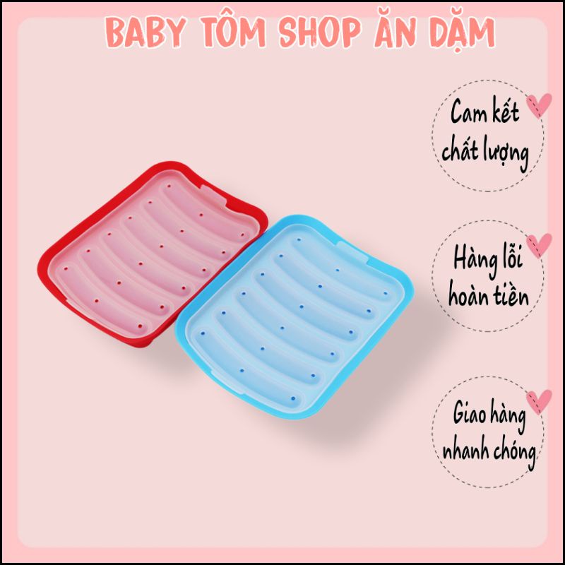 Khuôn xúc xích silicon có nắp đậy cho bé ăn dặm NPP Baby Tôm