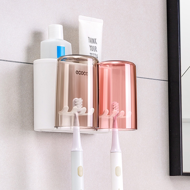 Giá Treo Bàn Chải Kem Đánh Răng Kèm 2 Cốc Ecoco 1924 Thông Minh Tiện Lợi Mẫu Mới Nhất