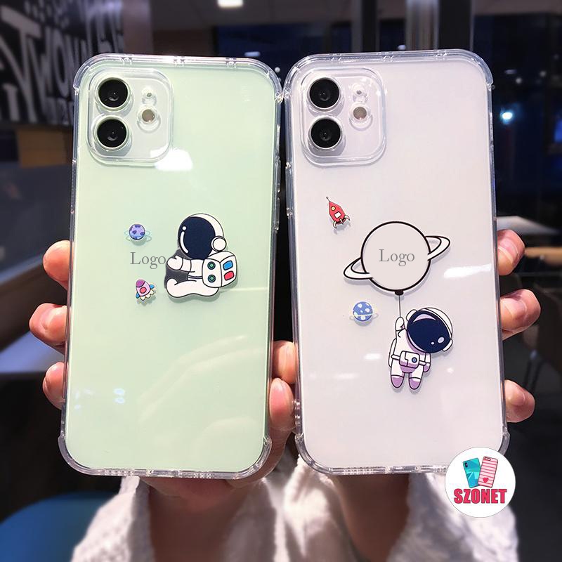 Ốp Điện Thoại Silicon Mềm Trong Suốt Chống Sốc In Logo Phi Hành Gia Cho iPhone 14 13 12 11 Pro Max Plus X XR XS Max 8 7 Plus + SE 2020