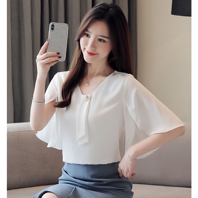 Áo Sơ Mi Chiffon Ngắn Tay Thời Trang Mùa Hè Hàn Quốc Dành Cho Nữ