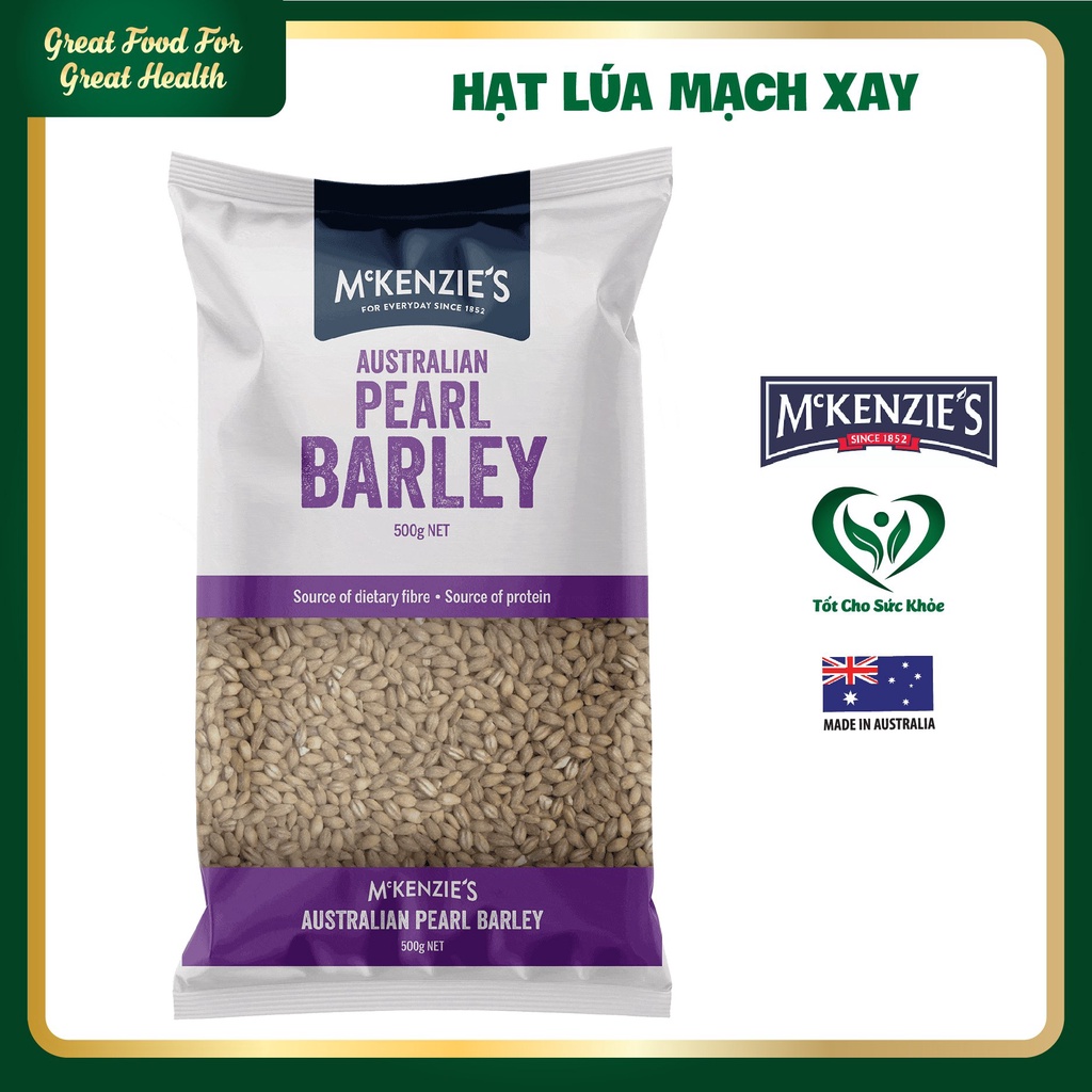 Hạt lúa mạch xay Úc McKenzie's - Pearl Barley gói 500g