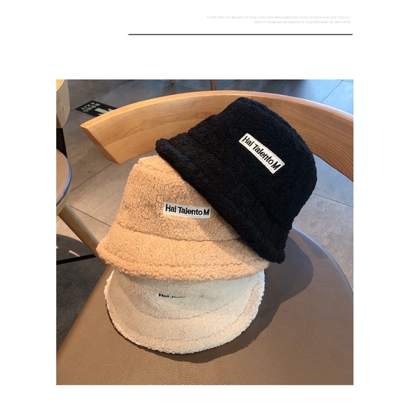 Mũ lông cừu /FREESHIP/ Nón nữ chất dày dặn màu pastel - Bucket vành tròn dã ngoại đi chơi mùa đông thời trang