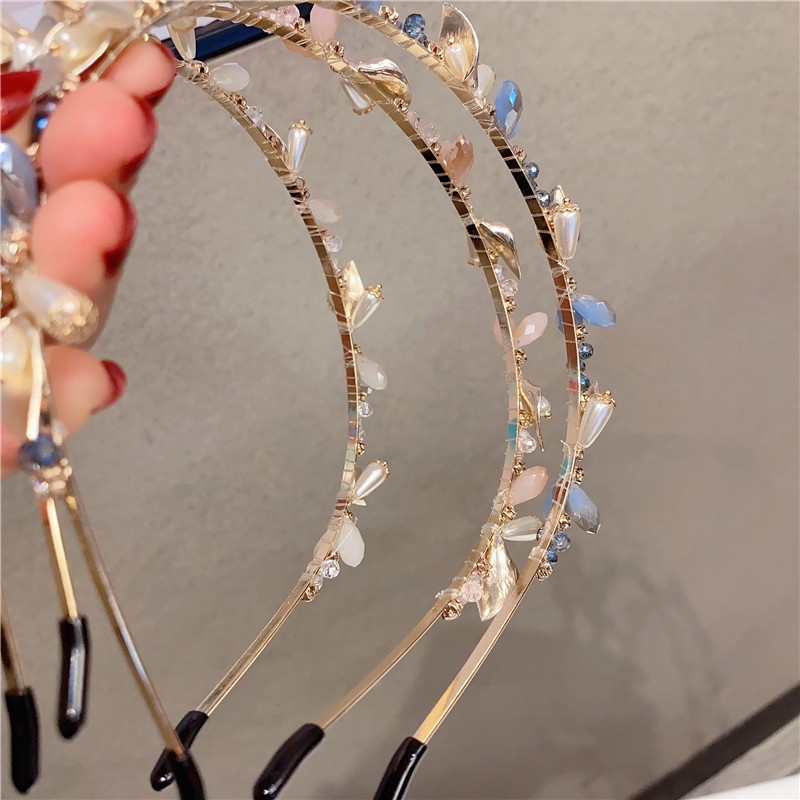 Băng Đô Cài Tóc Đính Đá Và Ngọc Trai Nhân Tạo Thời Trang Hàn Quốc