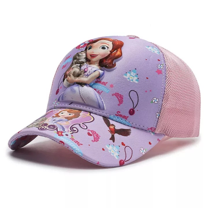 Mũ Lưỡi Trai In Hình Công Chúa Hoạt Hình 3D Cho Bé Gái Từ 2-8 Tuổi