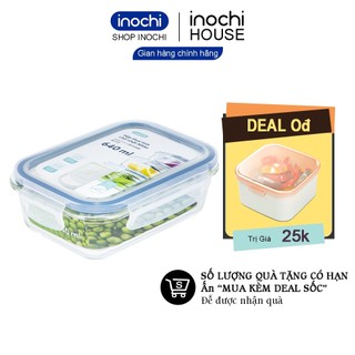 Hộp Thuỷ Tinh Đựng Thực Phẩm Chữ Nhật 640ml Nikko INOCHI Đựng Đồ Ăn Thức Ăn Bảo Quản Thực Phẩm