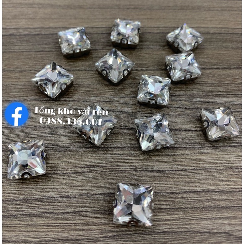 Đá đế pha lê hình vuông đính kết áo váy,hanmade( túi 10 viên)