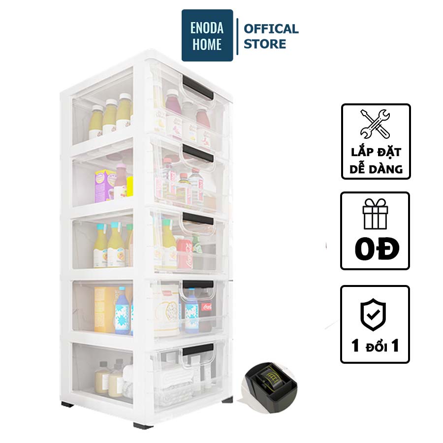 Tủ Nhựa Đựng Đồ Trong Suốt, Tủ Nhựa Đựng Quần Áo, Lưu Trữ Đồ Đạc Tiện Lợi Enoda Home TUN-002