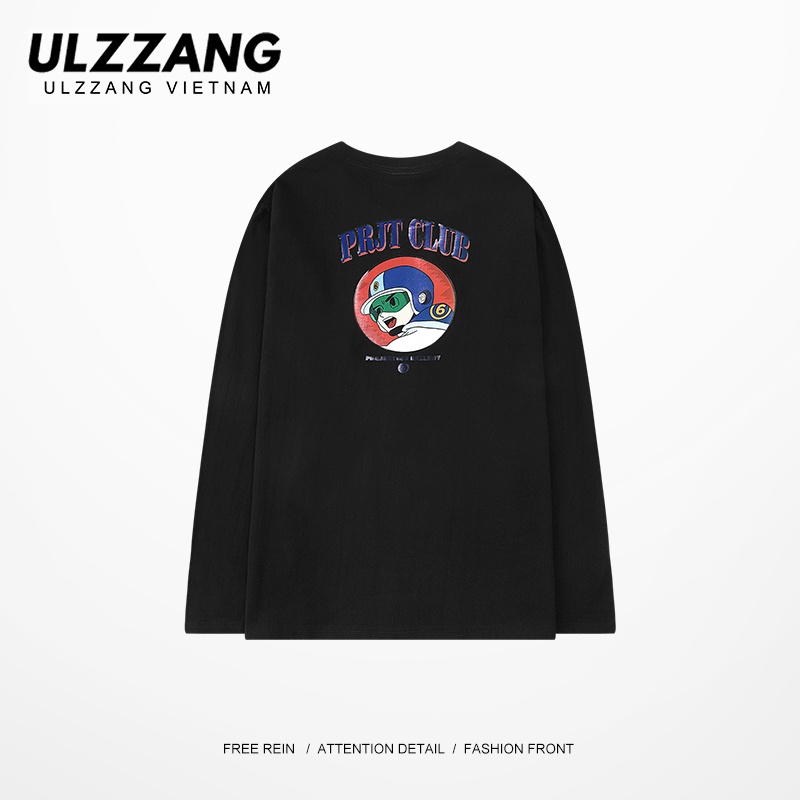 Áo thun dài tay Ulzzang cotton 100% dáng unisex form rộng in hình Prit Club