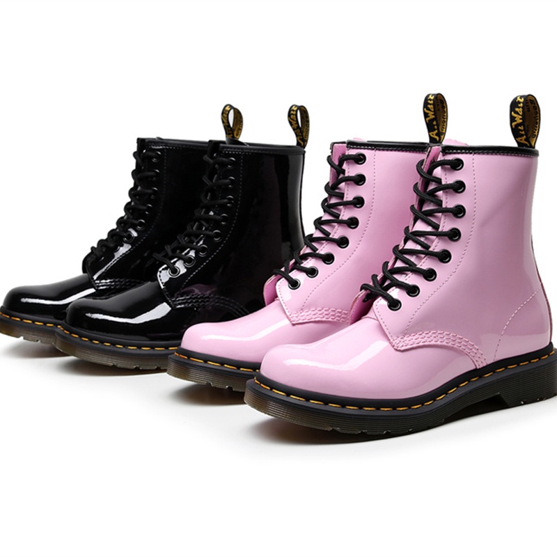 Dr. Martens Women's 1460 Martin Boots Pink Patent Leather British Style Mirror Gradient Short Boots Mirror Leather female Boots
