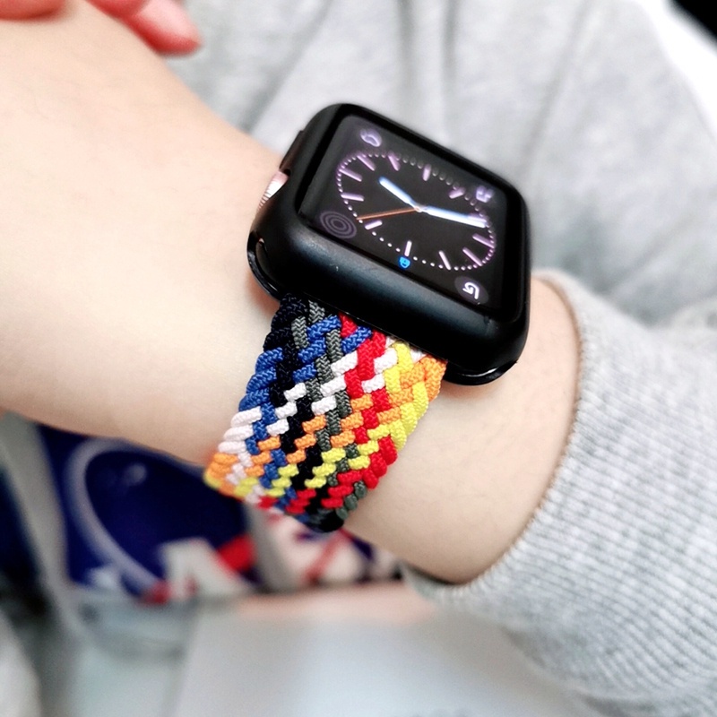Dây Đeo Nylon Co Giãn Màu Cầu Vồng Cho Đồng Hồ Thông Minh apple watch 45mm 44mm 49mm 38mm 40mm 41mm 42mm 7 8 se 6 Ultra 5 4 3