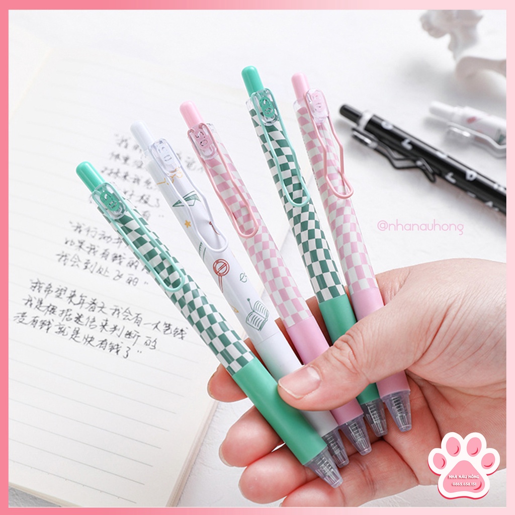 Bút gel bấm Mura Caro, màu mực đen, ngòi kim mảnh cao cấp 0.5mm, khô nhanh - Study Hard