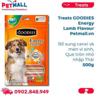 Treats GOODIES  Energy Lamb Flavour 500g - Bổ sung canxi và men vi sinh, que tròn nhỏ nhập Thái Petmall
