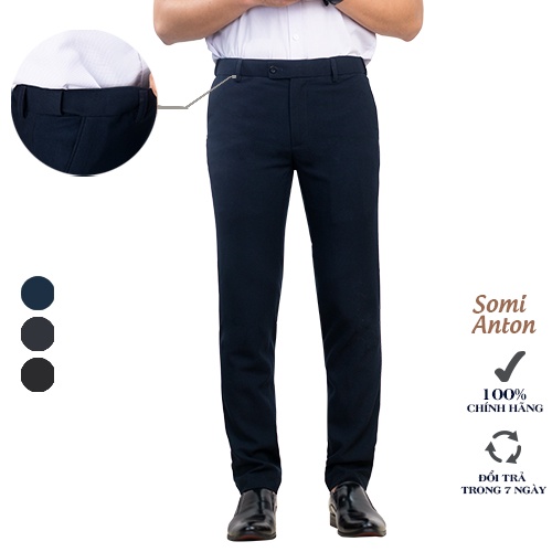 Quần Âu Nam Công Sở Thương Hiệu Anton Màu Xanh Tím Than Dáng Suông, Cạp Chỉnh - Mã XQA203
