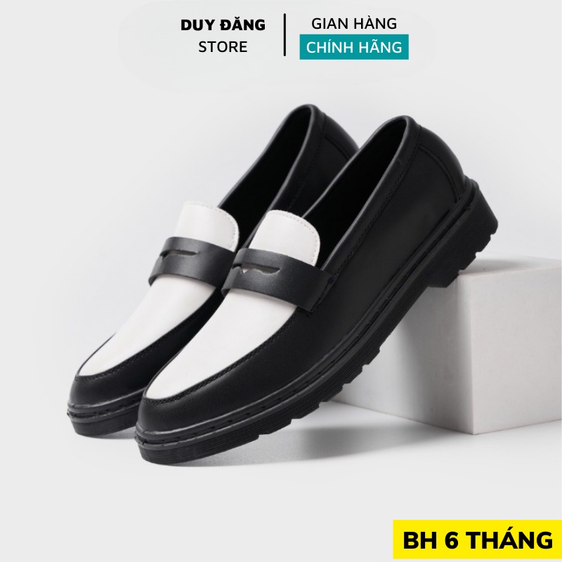 Giày Penny Loafer Black White da nguyên tấm, Giày Sơn Tùng Đế Phíp Siêu Sang