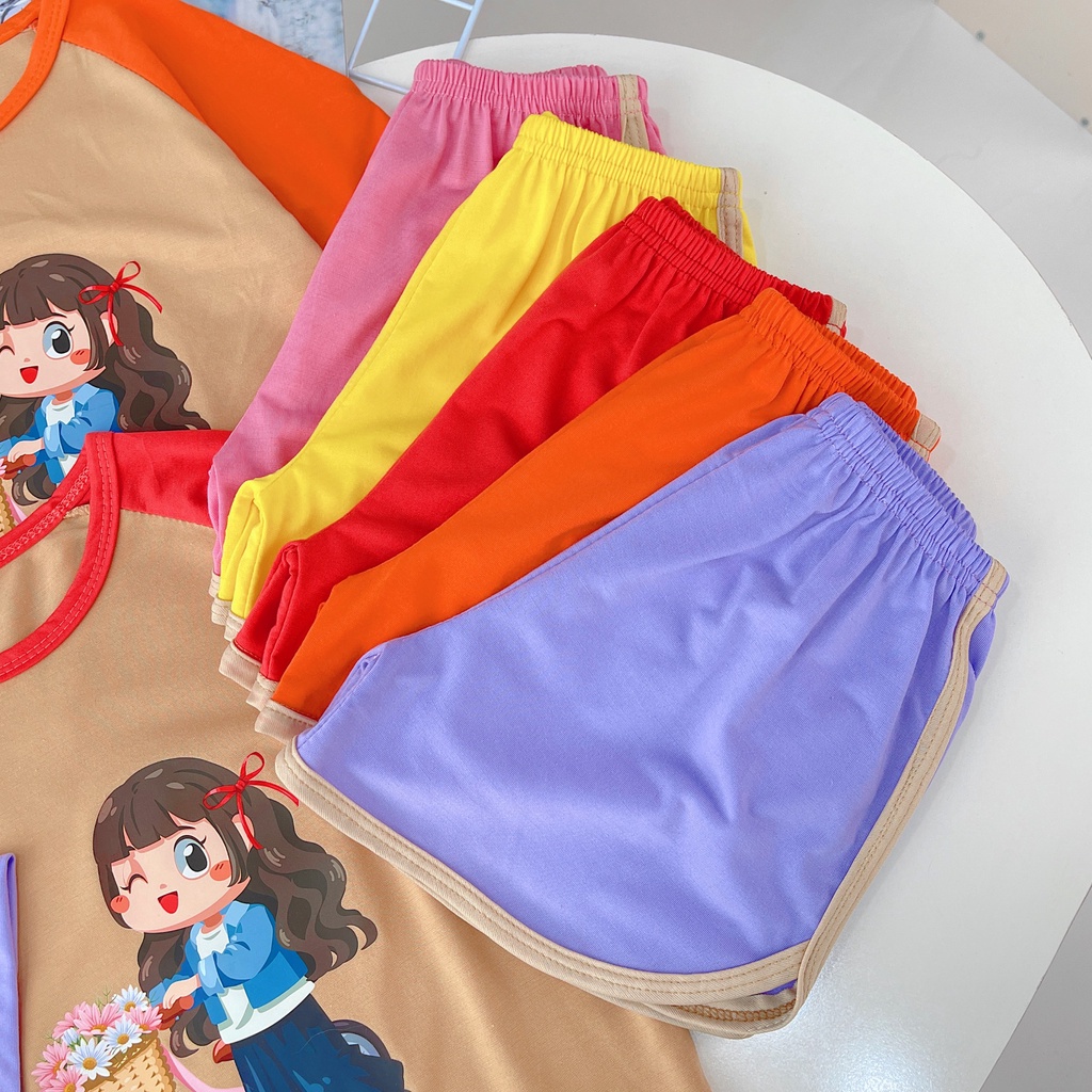 Bộ đồ bé gái-in bé gái xe đạp-chất vải thun co giãn 4 chiều từ 10kg đến 25kg-HOÀNG NAM KIDS