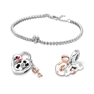 (Hàng có Sẵn ) Charm Pan Ale Bạc S925 Charm Tim Ổ Khoá Chìa Khoá Hoạ Tiết Mickey