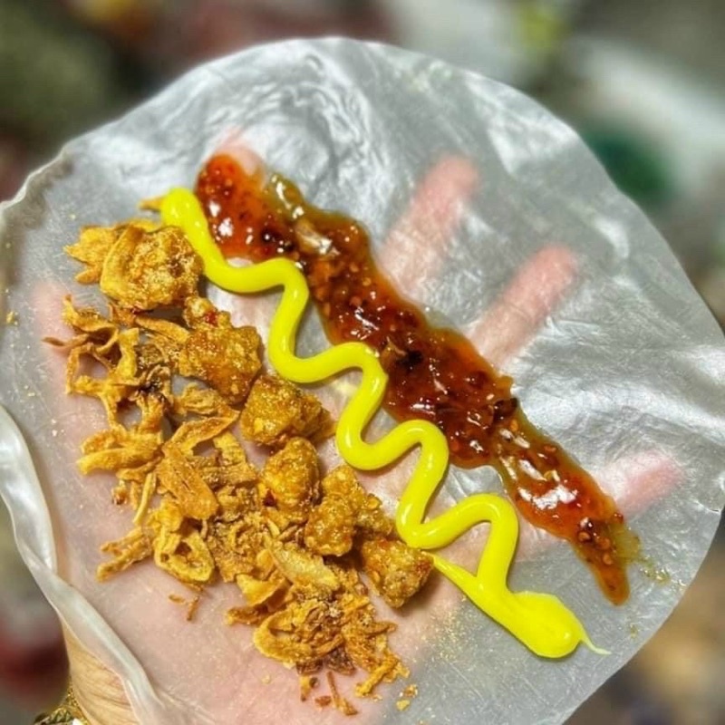 Bánh tráng phơi sương muối hành phi - set 300g bánh phơi sương, 200g muối hành phi, 1 bơ béo, 1 sốt tắc ớt rim