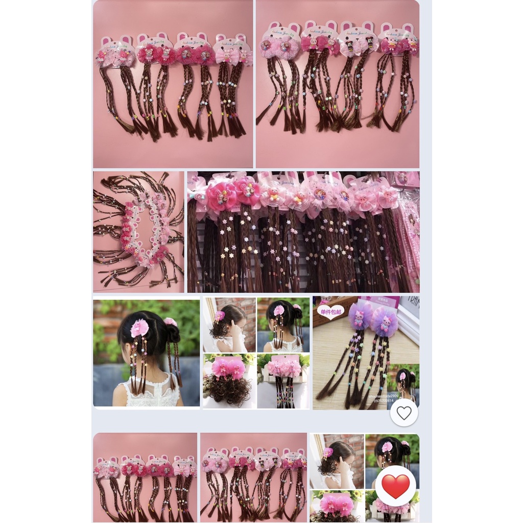 Set 2 kẹp tóc giả thắt bím xinh xắn đáng yêu cho bé