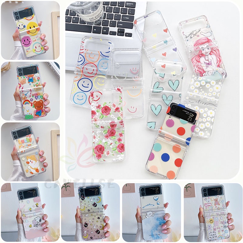 Ốp Điện Thoại Nhựa PC Cứng Chống Sốc 3 Trong 1 Hình Mặt Trăng Dễ Thương Cho Samsung Galaxy Z Flip 4 Z Flip 3 Z Flip 4 Z Flip 3