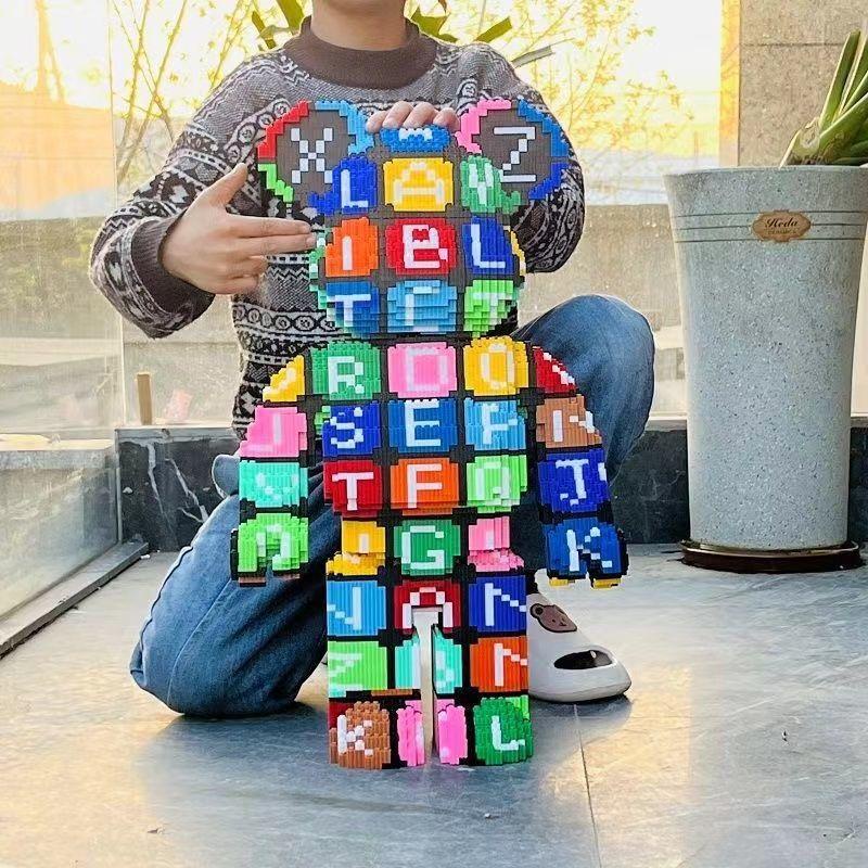 Mô hình lắp ráp gấu bearbrick cỡ lớn 55cm siêu hot xếp hình gấu đáng yêu trang trí decor