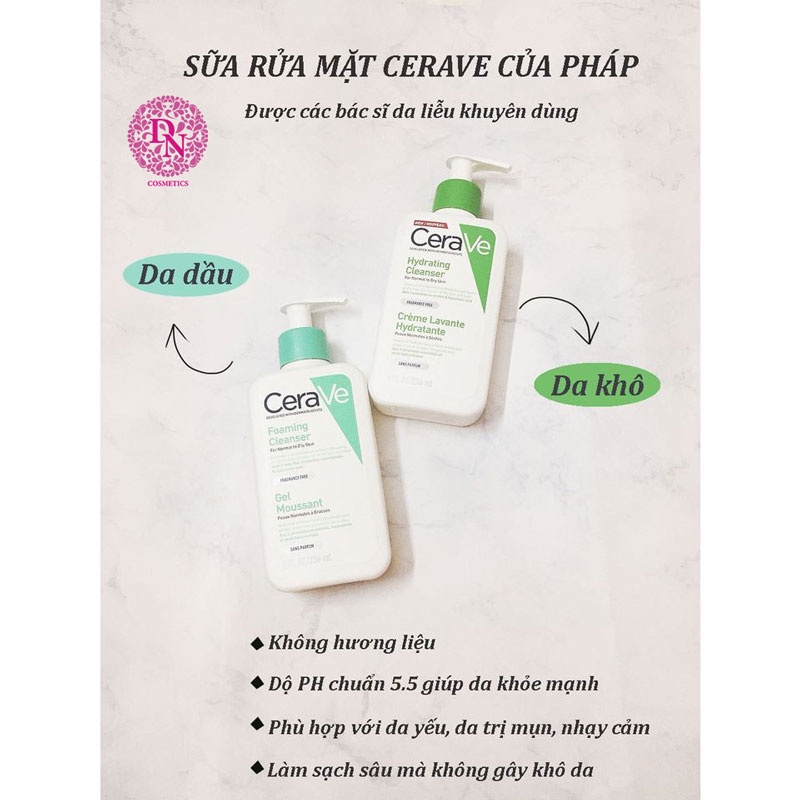 Sữa Rửa Mặt Cerave Foaming Facial Cleanser Dành Cho Da Dầu, Da Khô