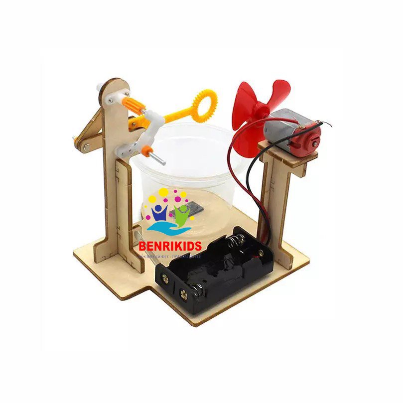 Đồ Chơi Sáng Tạo Stem, Mô Hình Máy Thổi Bong Bóng Bằng Gỗ Có Động Cơ, Giáo Dục Bé Theo Phương Pháp Steam