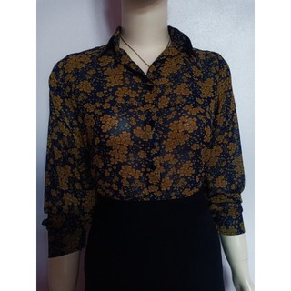 Áo sơ mi nữ họa tiết hoa nhí voan a4176 đủ size 40-90kg