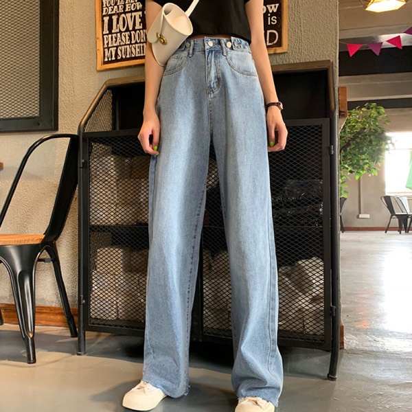 New female mm loose high waist drop feeling jeans wide leg fat sister straight pants Korean student Joker pants