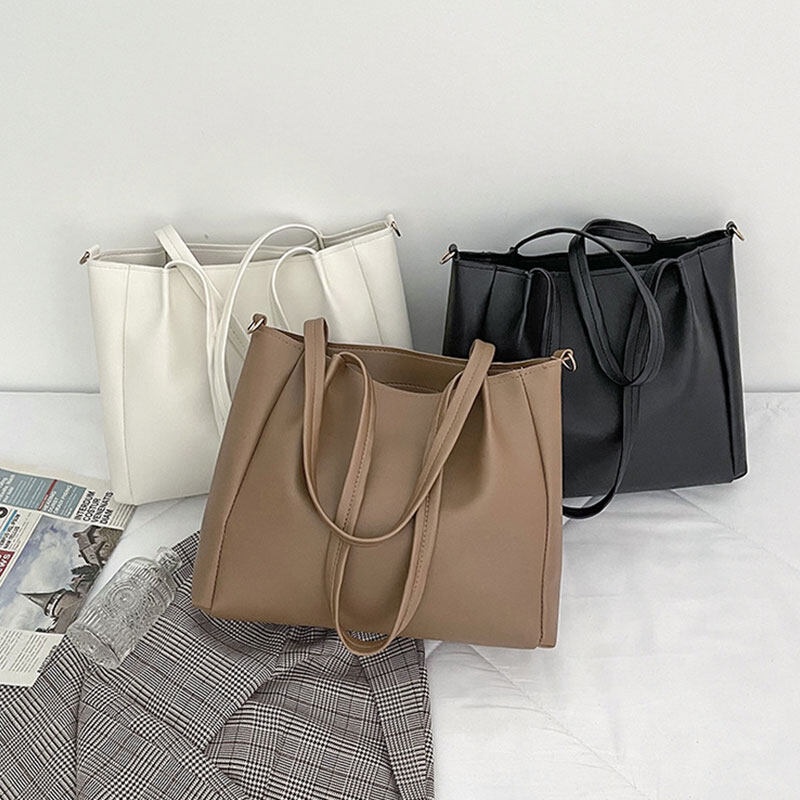 Mischa Túi Đeo Vai Hình Vuông Cỡ Lớn Chất Liệu Da PU Màu Trơn Phong Cách Cổ Điển Thời Trang Cho Học Sinh