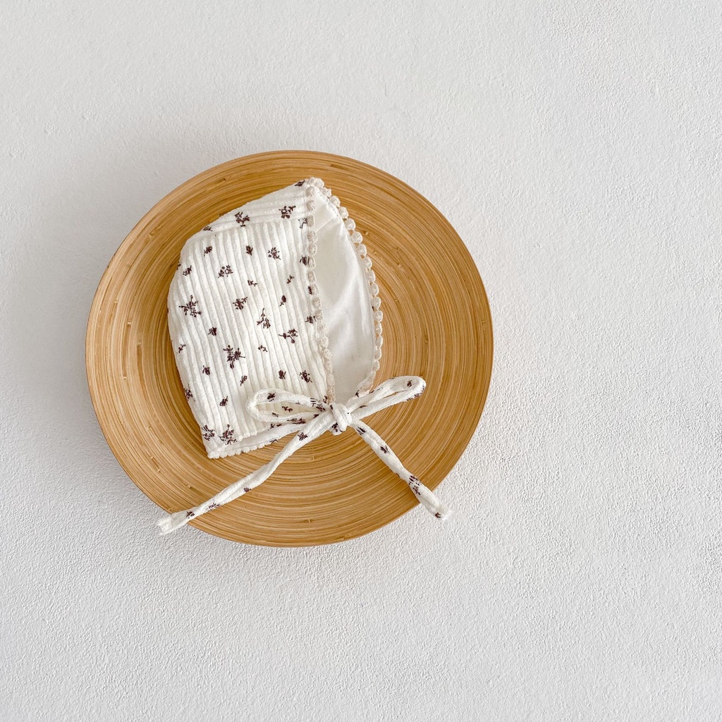 Bộ Áo Liền Quần Vải Cotton Tay Dài In Hoa Nhỏ Dễ Thương Phong Cách Hàn Quốc Cho Bé Gái Sơ Sinh