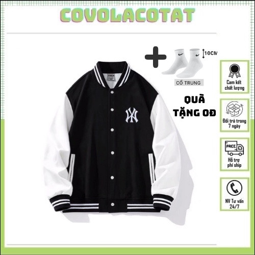 Áo Khoác Bomber NEW YORK - phong cách nam nữ chất nỉ bông cotton
