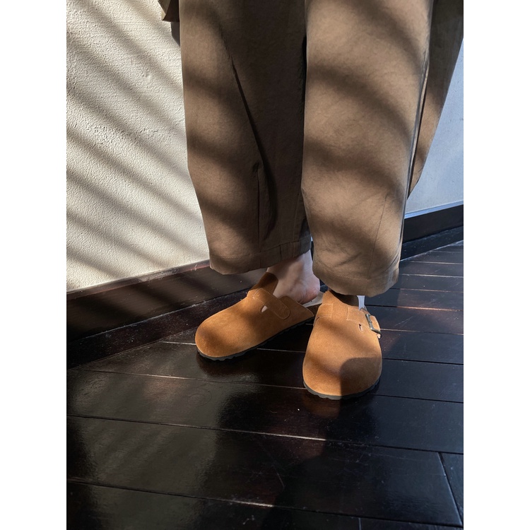 Dép Birkenstock đế bằng màu trơn size lớn thoải mái cho nam và nữ