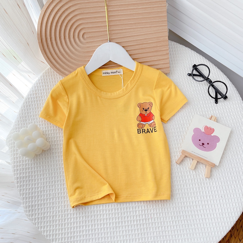 Áo Thun Cho Bé Gái Bé Trai  MINKY MOM Đủ Màu Đủ Size, Áo Cộc Tay Chất Thun Lạnh Mềm Mịn Thoáng Mát AOGAU1