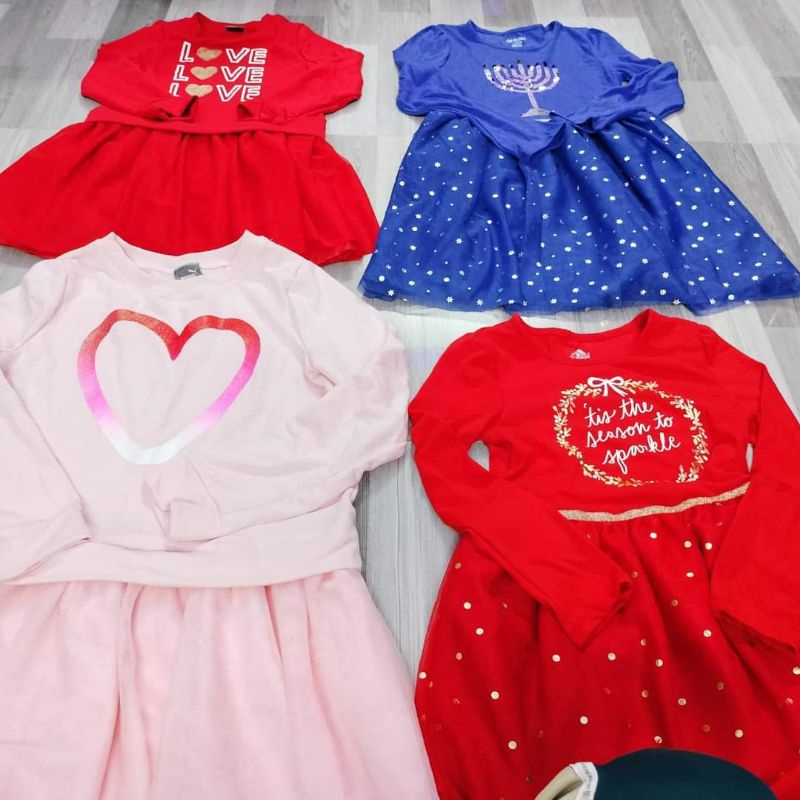 Váy đầm Cat&Jack dài tay xuất dư thun phối voan