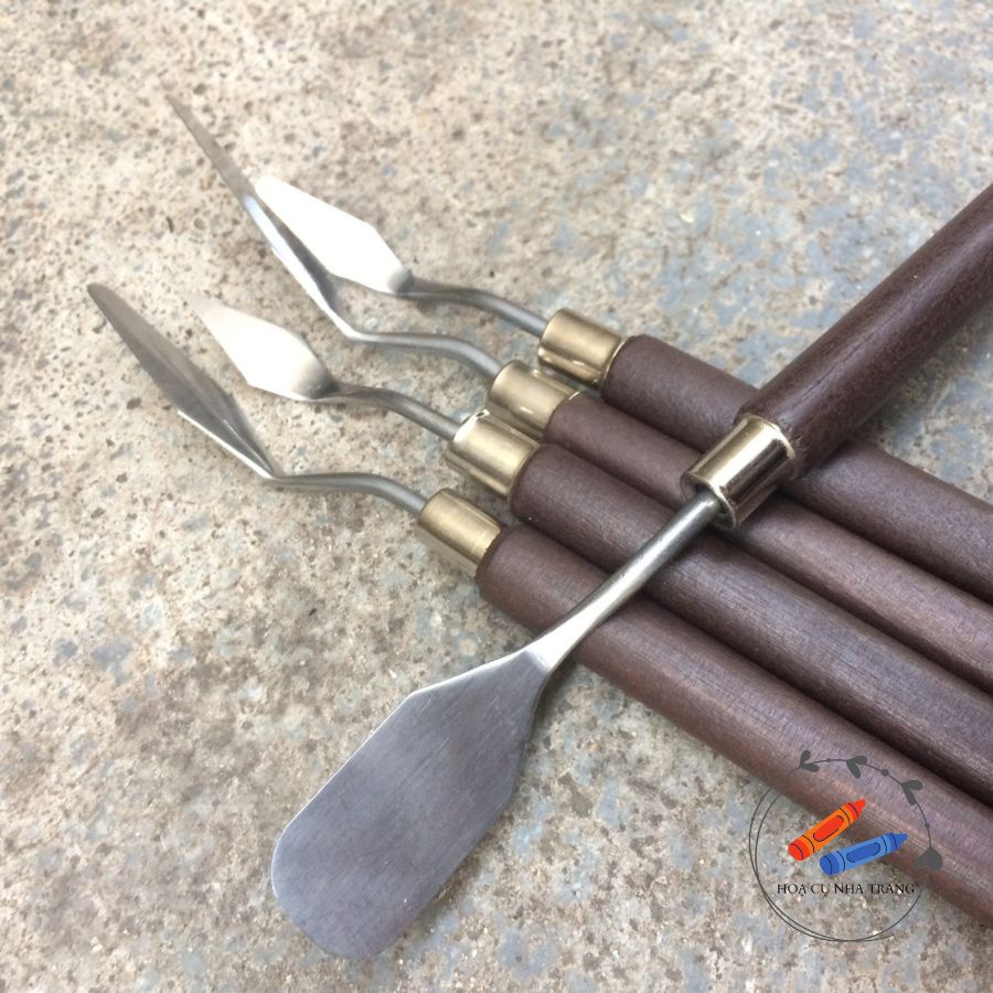 Bay Pha Màu, Dao Trộn Màu, Palette Knife Vẽ Tranh Sơn Dầu Cán Gỗ