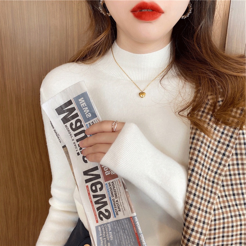 Áo Sweater Dệt Kim Cổ Lọ Tay Dài Dáng Ôm Thời Trang Thu Đông Mới Cho Nữ
