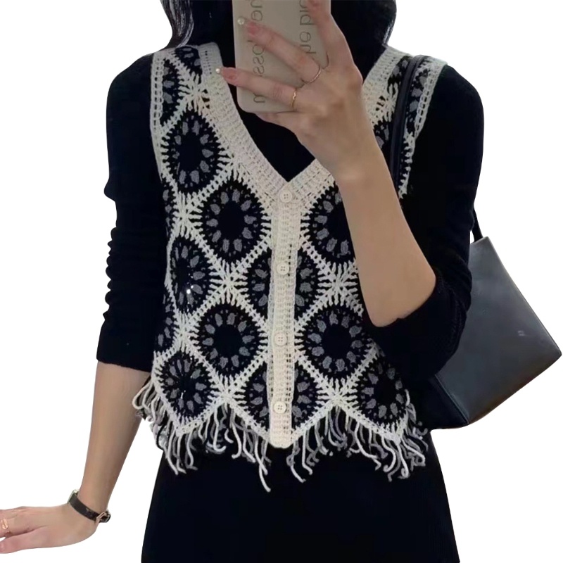 Áo Sweater Dệt Kim Sát Nách Thời Trang Vintage Đáng Yêu Cho Nữ