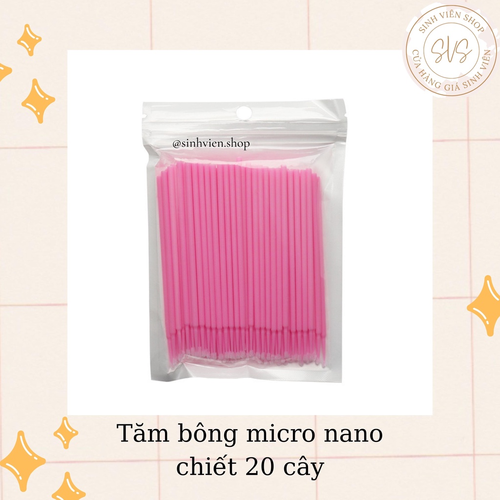 Chiết 20 tăm bông đầu siêu nhỏ micro nano dành cho trang điểm viền mắt, viền môi, tẩy khuyết điểm