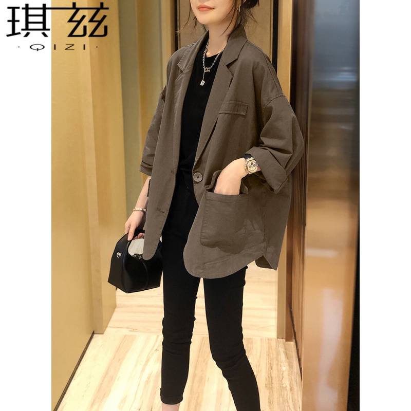 Áo Khoác Vest Vải Kaki Mỏng Dáng Rộng Kiểu Hàn Quốc Thời Trang Mùa Xuân 2021 Cho Nữ
