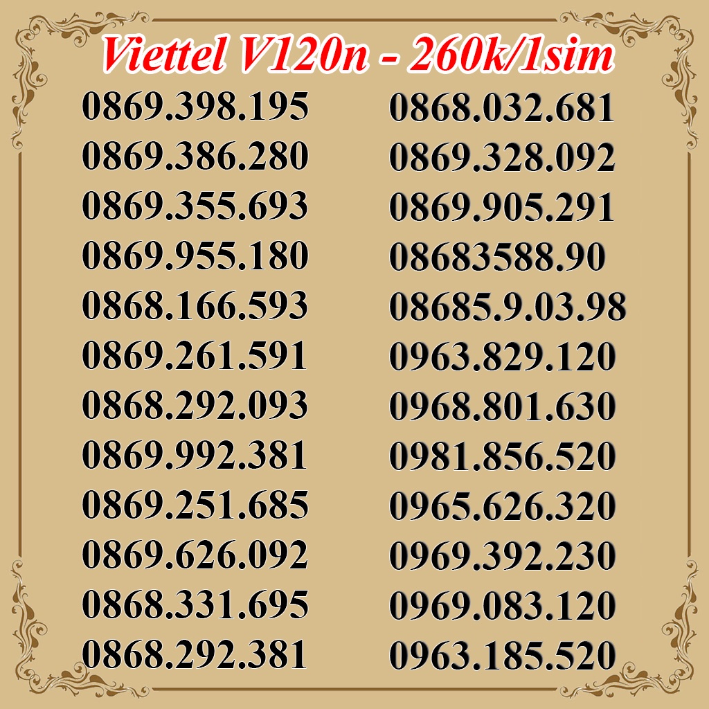 Sim Viettel V120N đồng giá 260k