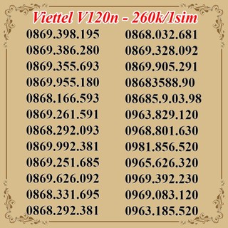 Sim viettel v120n đồng giá 260k