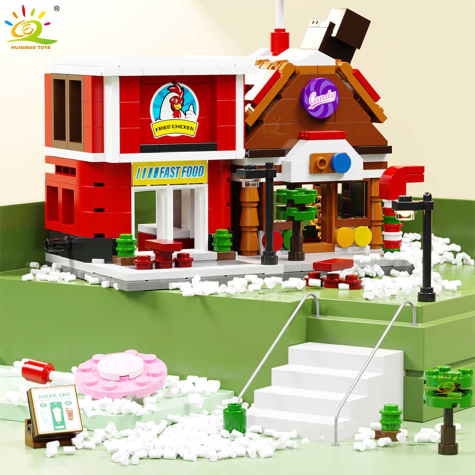 Mô Hình Đồ Chơi Lắp Ráp Cửa Hàng hamburger mini Cho Bé Gái